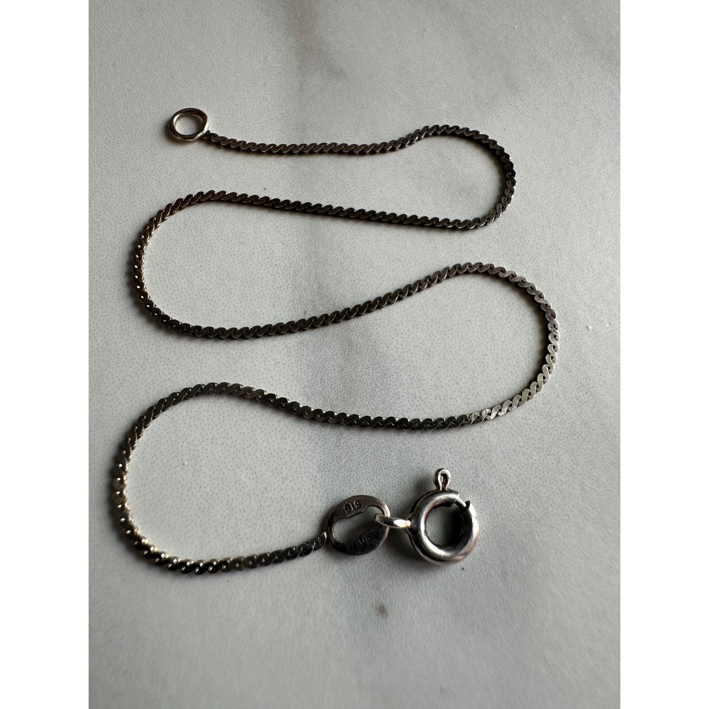 Vintage 925 STG Silver Curb Link Chain Necklace Minimalist Dainty 800 Hallmark